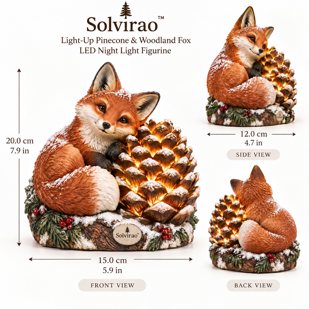 Solvirao™ Light-Up Pinecone & Woodland Fox LED Night Light Figurine
