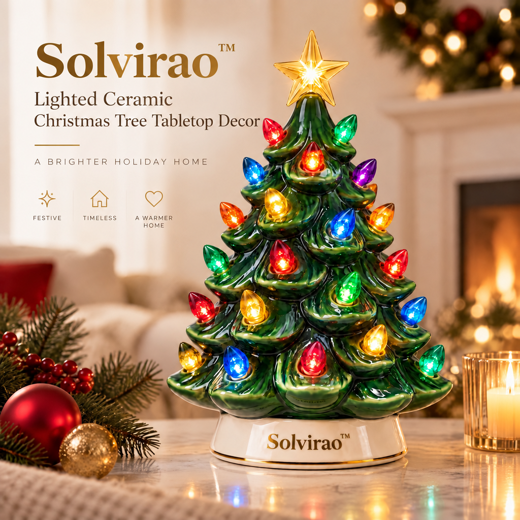 Solvirao™ Lighted Ceramic Christmas Tree Tabletop Decor
