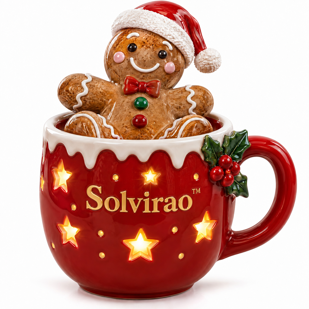 Solvirao™ Light-Up Gingerbread Man Mug LED Christmas Night Light