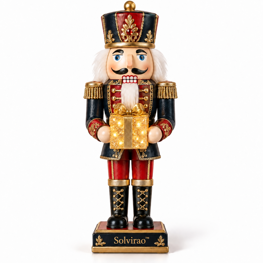 Solvirao™ Lighted Gift Box Nutcracker Soldier Christmas Figurine