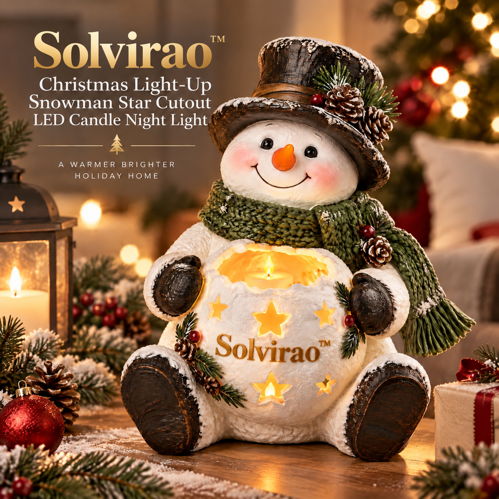 Solvirao™ Christmas Light-Up Snowman Star Cutout LED Candle Night Light