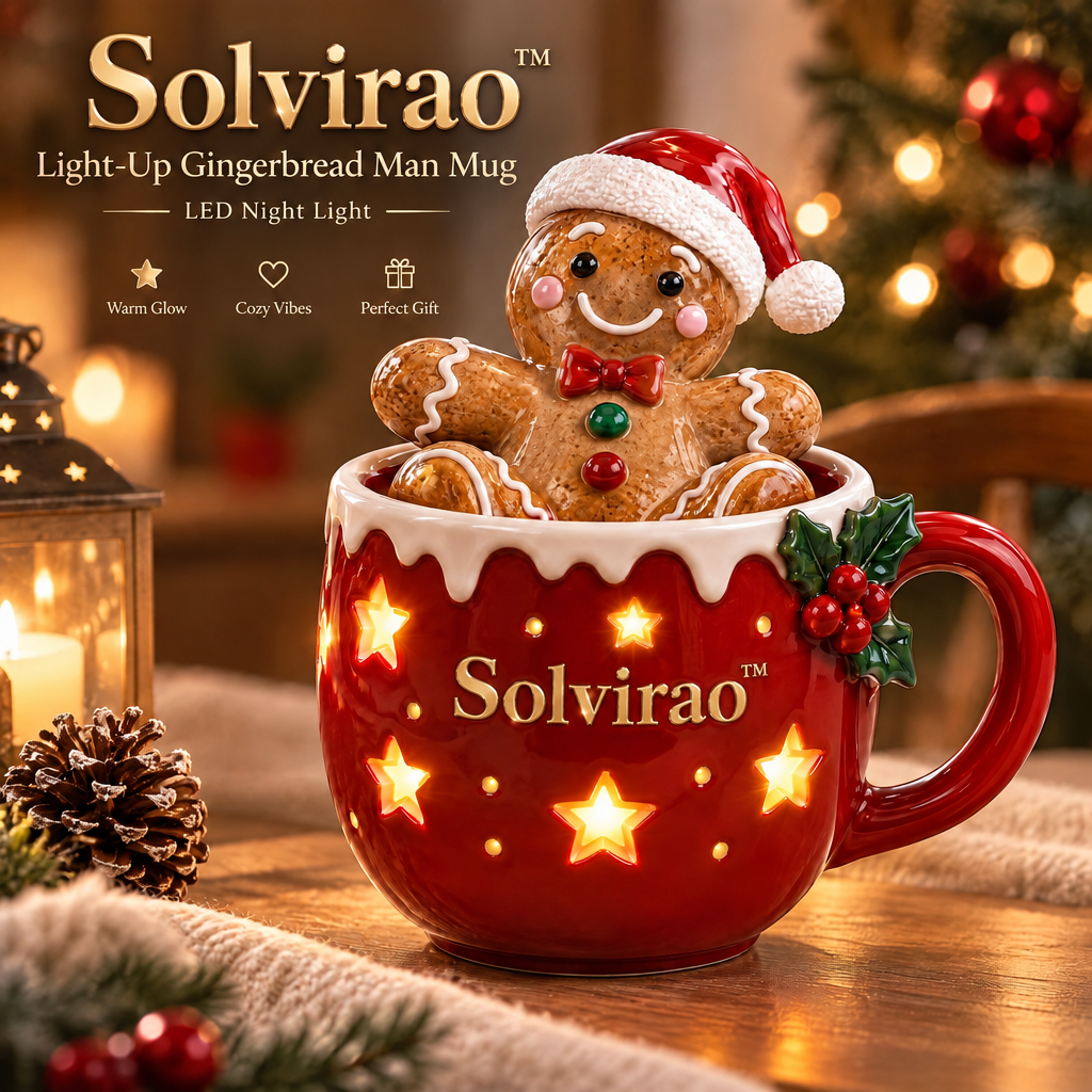 Solvirao™ Light-Up Gingerbread Man Mug LED Christmas Night Light