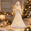 Solvirao™ Lighted Pierced Angel with Star LED Christmas Night Light Figurine