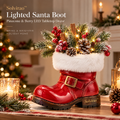 Solvirao™ Lighted Santa Boot Pinecone & Berry LED Tabletop Decor