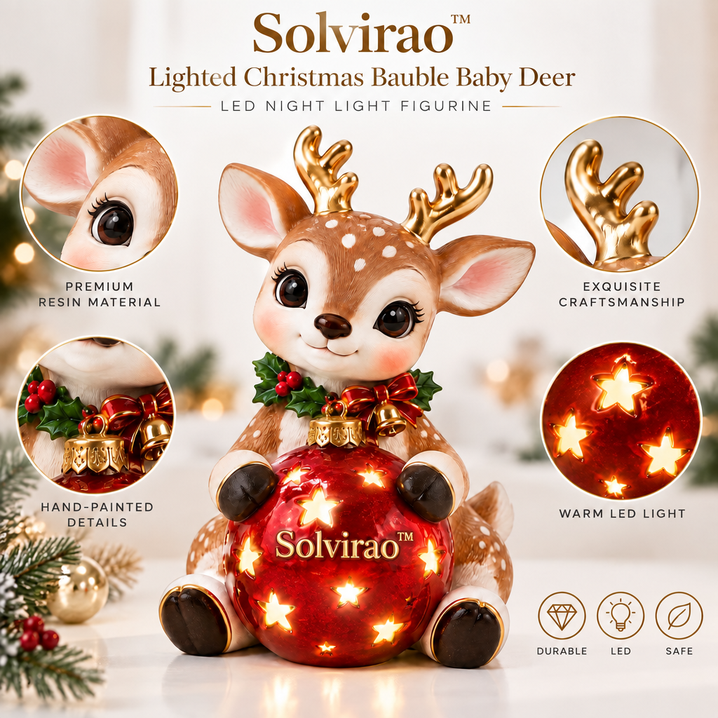 Solvirao™ Lighted Christmas Bauble Baby Deer LED Night Light Figurine