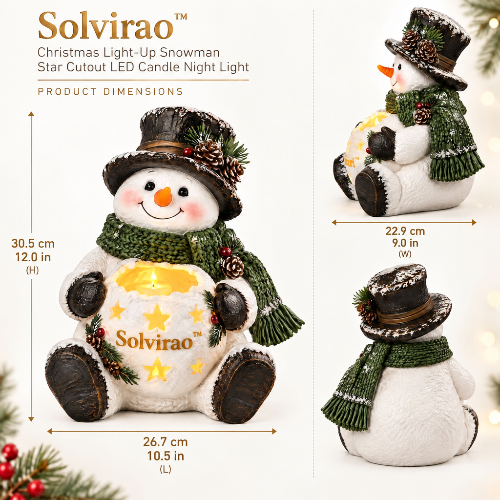 Solvirao™ Christmas Light-Up Snowman Star Cutout LED Candle Night Light