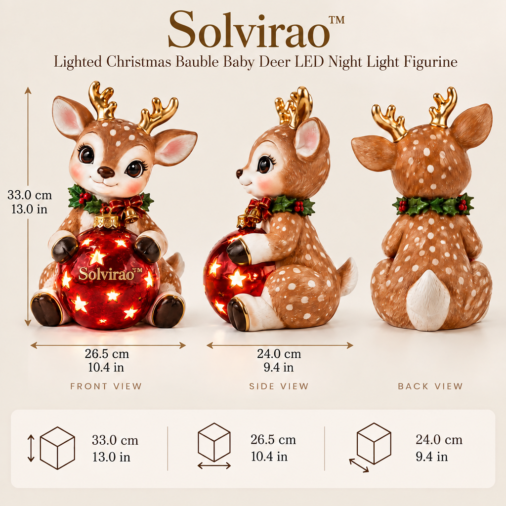 Solvirao™ Lighted Christmas Bauble Baby Deer LED Night Light Figurine