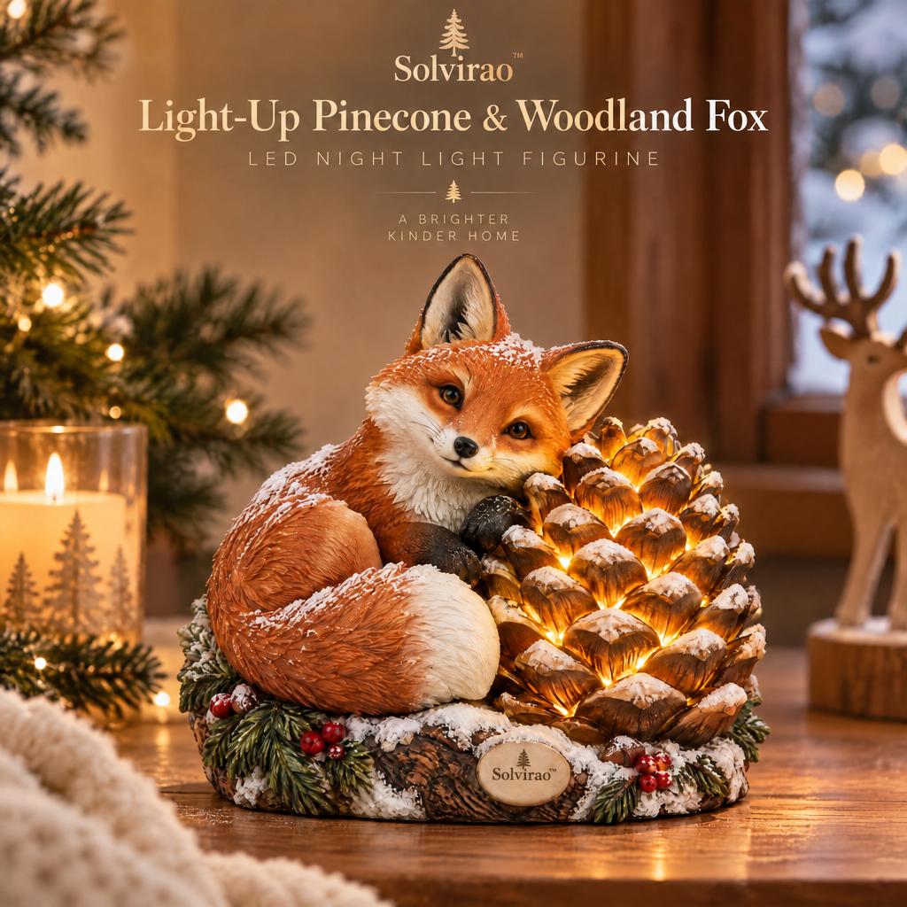 Solvirao™ Light-Up Pinecone & Woodland Fox LED Night Light Figurine