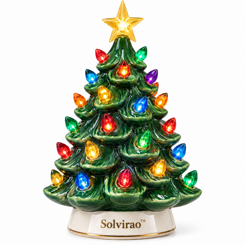 Solvirao™ Lighted Ceramic Christmas Tree Tabletop Decor