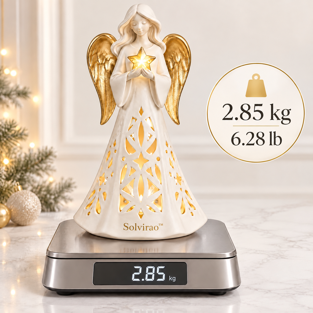 Solvirao™ Lighted Pierced Angel with Star LED Christmas Night Light Figurine