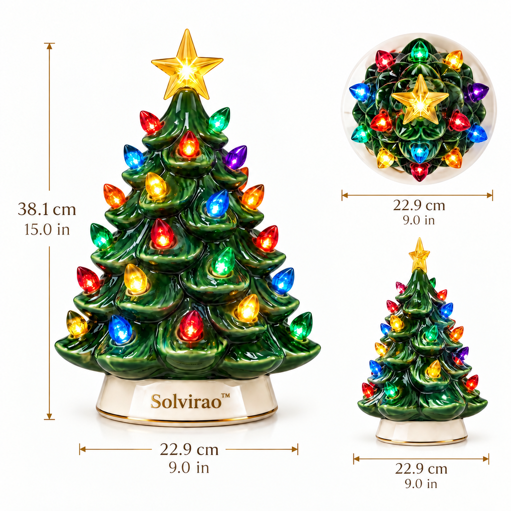 Solvirao™ Lighted Ceramic Christmas Tree Tabletop Decor