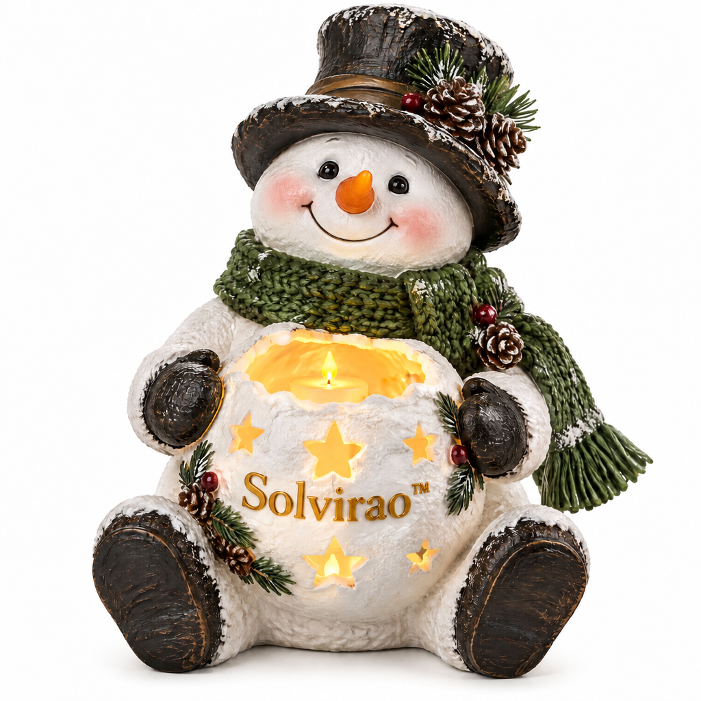 Solvirao™ Christmas Light-Up Snowman Star Cutout LED Candle Night Light