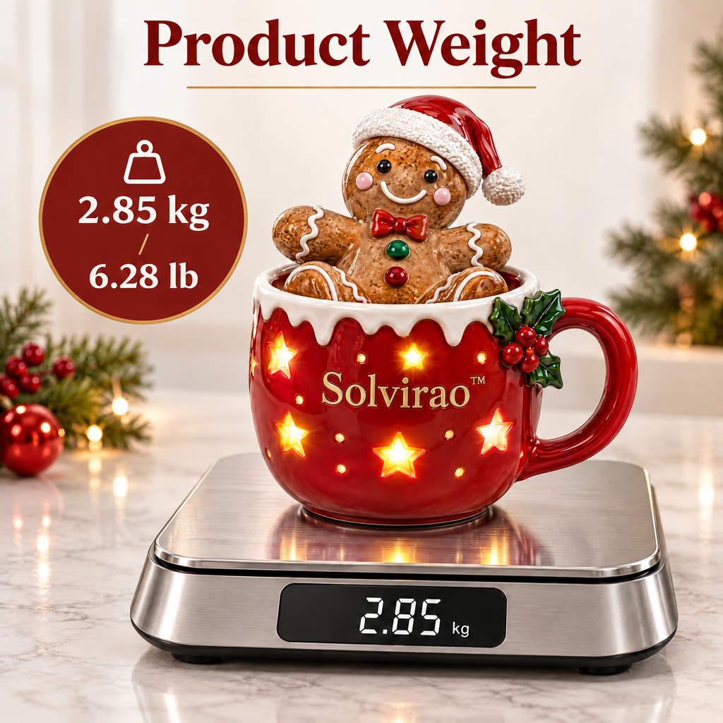 Solvirao™ Light-Up Gingerbread Man Mug LED Christmas Night Light