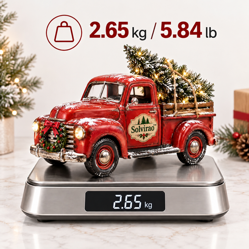 Solvirao™ Lighted Vintage Red Truck with Christmas Tree Tabletop Decor