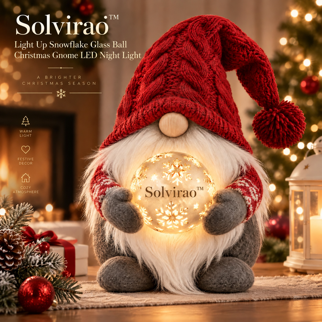 Solvirao™ Light Up Snowflake Glass Ball Christmas Gnome LED Night Light