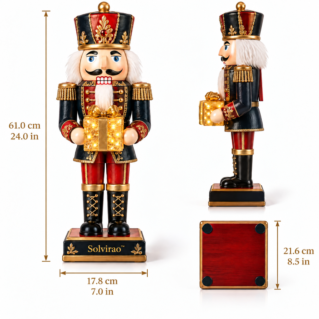 Solvirao™ Lighted Gift Box Nutcracker Soldier Christmas Figurine